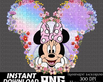 Minnie Mouse PNG, Minnie imprimible, descarga de Minnie Mouse, archivo de corte, Cricut, sublimación de Minnie Mouse, clipart de Minnie PNG, Minnie pastel PNG