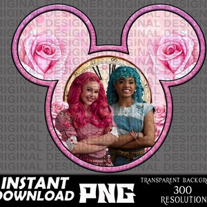 descendants rise red bridget and ella png, descendants rise red, rebel heart png, descendants rise red sublimation, descendant red cricut