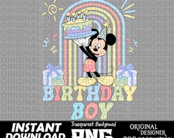 birthday boy mickey mouse printable sublimation png, mickey mouse pastel, cut files, Cricut, birthday boy sublimation, mickey mouse shirt