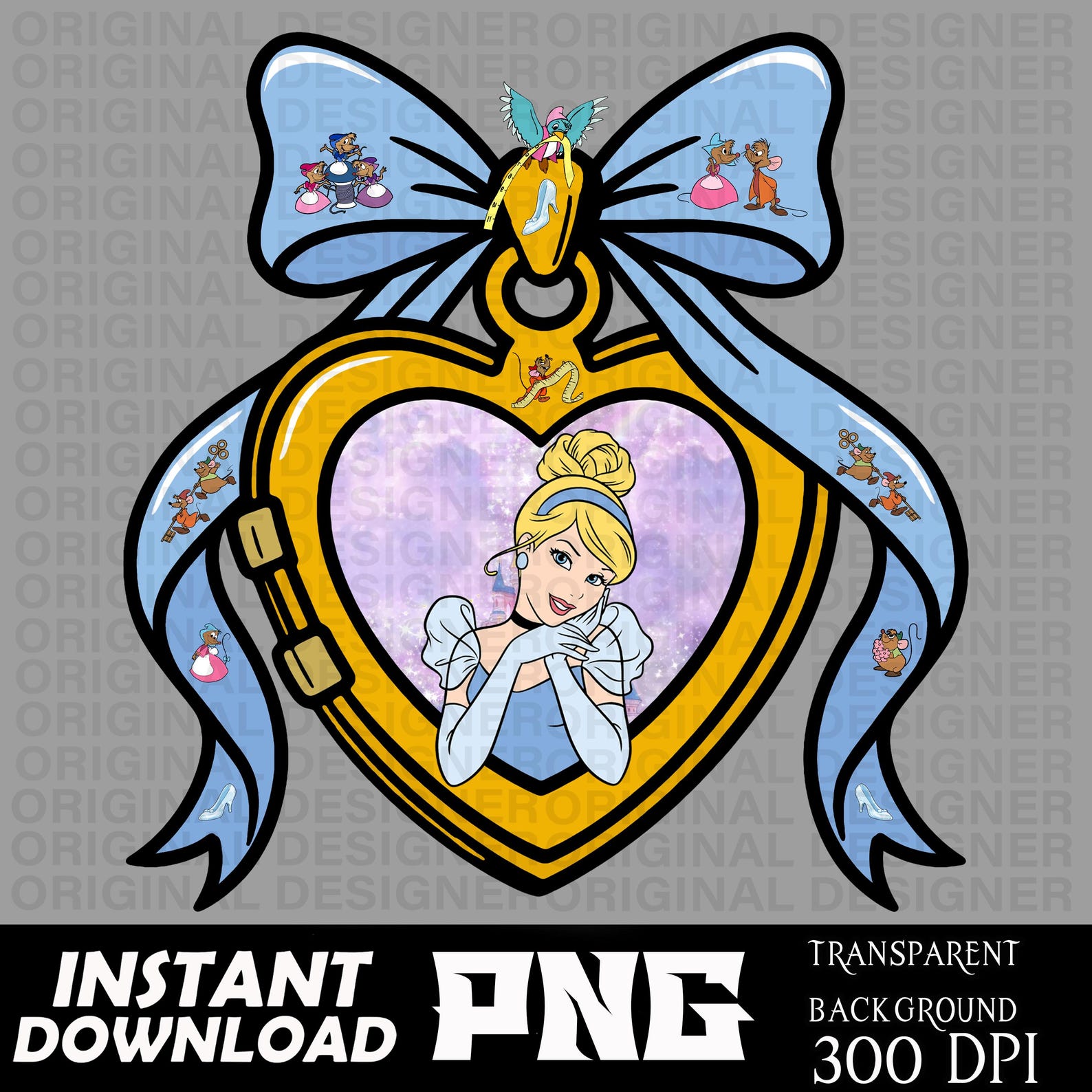 Cinderella Png, Cinderella Bow Heart Locket Png, Cinderella Bow ...