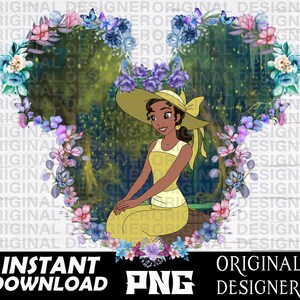 プリンセス ティアナ PNG デザイン、ティアナ PNG、ティアナ シャツ、ブラック ガール マジック、クリカット、ティアナ昇華デザイン、ティアナの花、ブラック プリンセス クリップアート