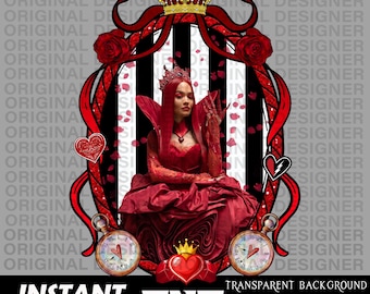 Nachkommen rote Königin Schleife Design png, Nachkomme Rote Königin Schleife Sublimation, Cricut, Rebel Herz Königin Design, Nachkomme Königin png