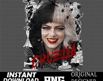 cruella png digital download, villains png, gothic download, cruella Cricut, cruella sublimation design, cruella clipart, villains printable