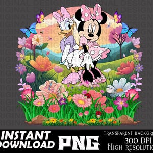 Minnie Mouse y Daisy Duck Besties PNG digital, Minnie Daisy Pastel Spring, archivo de corte, Cricut, sublimación de Minnie Daisy, camiseta de cumpleañera