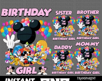 mickey clubhouse birthday girl png download, family birthday shirt designs, mickey clubhouse birthday girl sublimation, birthday cricut