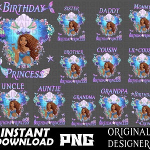 Little Mermaid, Black Mermaid png, Black Mermaid Birthday bundle png, Black girl mermaid shirt,Cricut, sublimation, Princess, Birthday girl