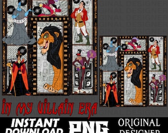 villain png, villain era png, gaston, hades png, hook, Dr. facilier, Jafar, Scar, cricut png, era tour sublimation, in my era printable png