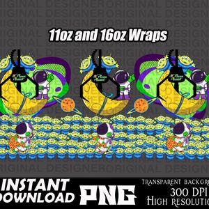 projekt kubka toy story, opakowanie sublimacyjne toy story, sublimacja pizza planet png, buzz lightyear, opakowanie na kubek 11 uncji, opakowanie na kubek 16 uncji buzz, woody png