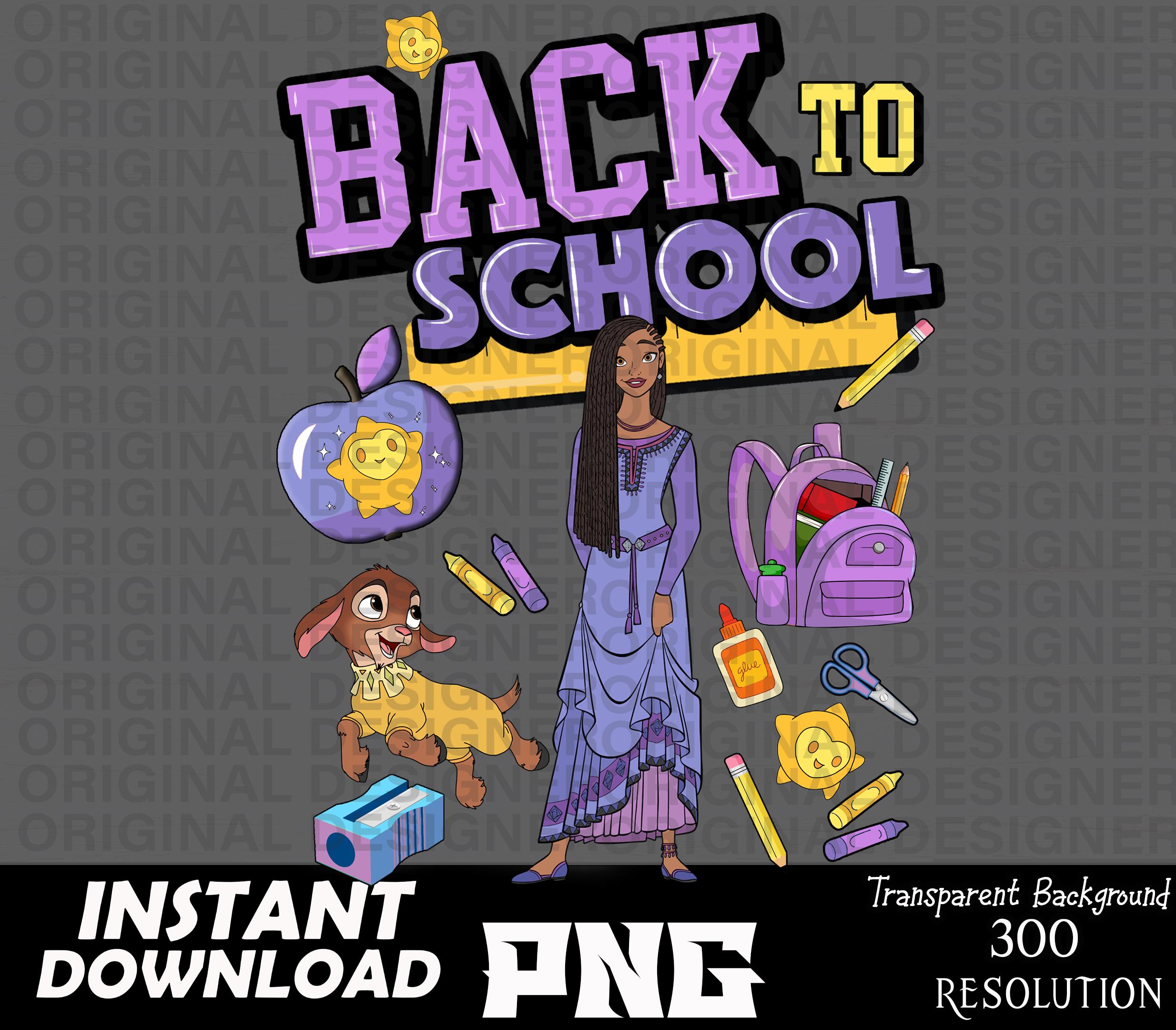 back to school Black Princess Asha png download, asha back to school sublimation, Cricut, afro-hispanic, wish movie clipart png printable