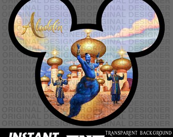 Aladdin Genie png digital nedladdning, Genie-klippfil, Genie Cricut, Genie sublimering png, Genie utskrivbar, arabisk design, Genie-skjortdesign