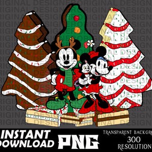 little debbie Christmas tree snack cakes png, vintage mickey and minnie christmas png, Cricut, debbie Christmas cake sublimation design png