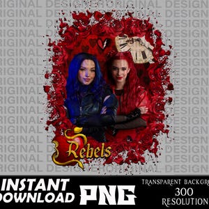 descendants red and mal, descendants red chloe png, rebel heart png, descendants red and mal sublimation, cricut, mal shirts, descendant mal