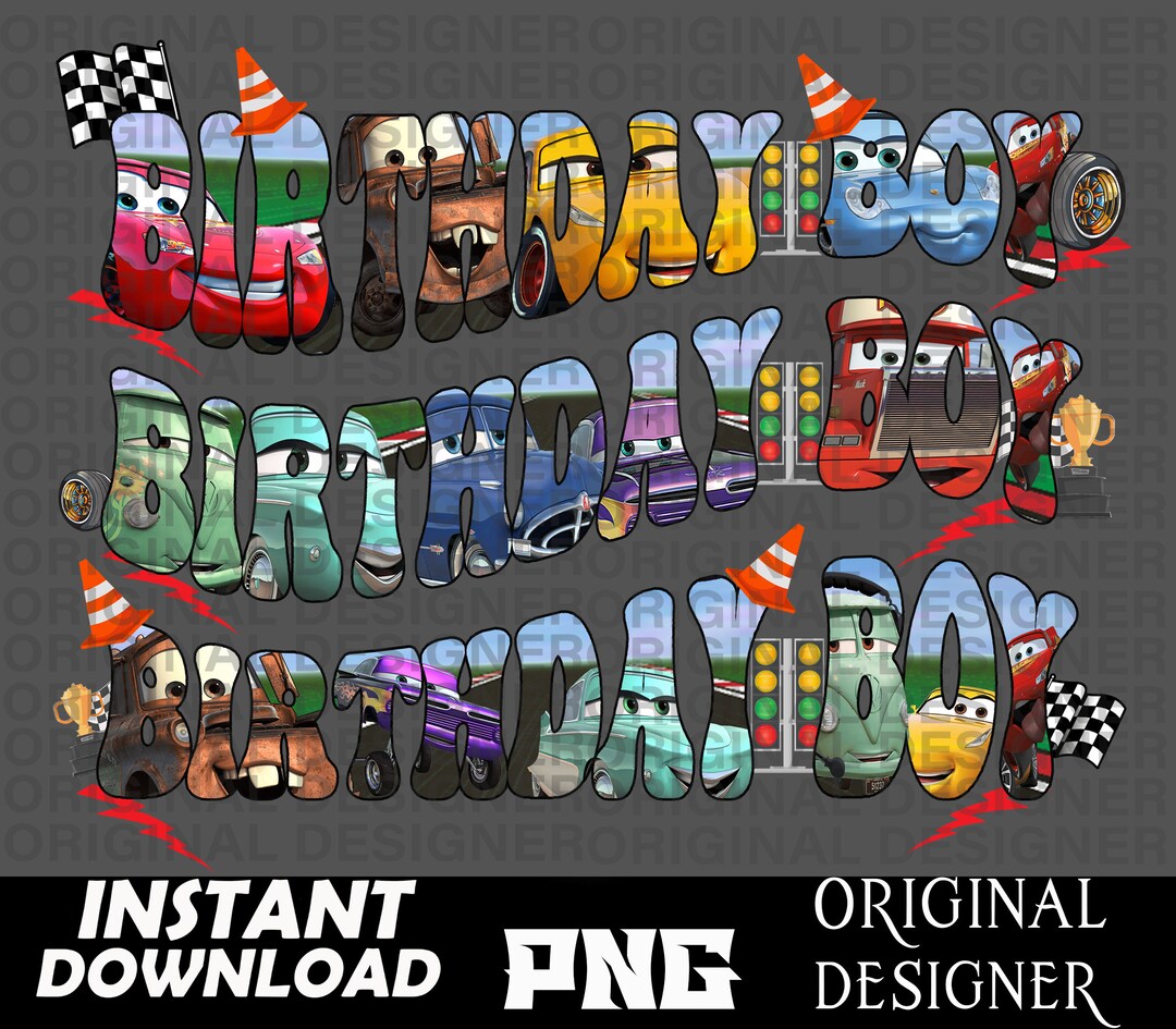 Lightning Mcqueen Birthday Bundle, Lightning Mcqueen Png, Sublimation ...