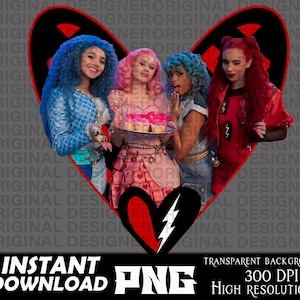 descendants red Valentines Day, descendants red chloe ella bridget png, rebel heart png, descendants red sublimation, descendant girl cricut