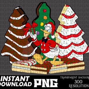 little debbie Christmas tree snack cakes, donald duck christmas png, Cricut, debbie Christmas snack cake sublimation, donald clipart png
