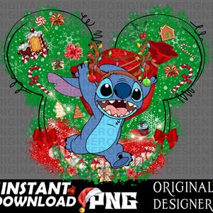 lilo y stitch Navidad, puntada Navidad png, camisa de puntada, archivo cortado, sublimación de puntada lilo, clipart de puntada, lindo png de Navidad, Cricut