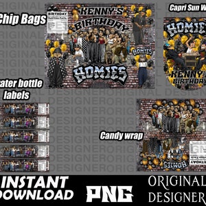 Lil Homies, Homies png, Lil Homies Birthday party bundle, Chicano Birthday, Chip bags, water bottle labels, candy wraps, Cholo Birthday png