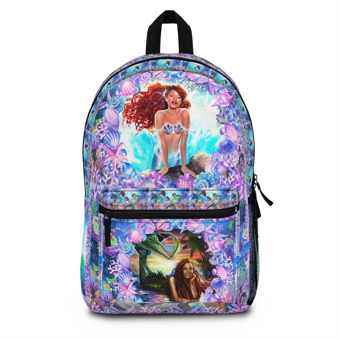 Black Little Mermaid Backpack, Black Ariel Backpack, Mermaid Backpack