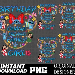 lilo stitch birthday girl, stitch png, lilo png, stitch shirt, custom png, cut file, sublimation, lilo clipart, lilo stitch Birthday, Cricut