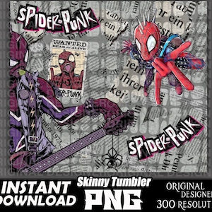 spider punk multiverse, spider punk skinny tumbler design png, spider punk png, cut file, Cricut, spider punk sublimation, punk rock tumbler
