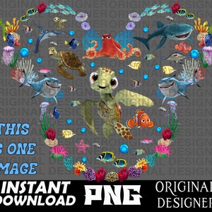 finding Nemo png printable design, finding Nemo shirt download, cut file, finding Nemo sublimation, Cricut Dory png Squirt Crush gill png