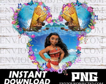 moana png, moana printable png, cut file, moana sublimation design, moana clipart png, moana Cricut, moana download, moana flower ears png