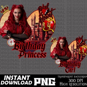 descendants red birthday girl 4th, descendant red png, rebel heart, descendant red birthday sublimation, cricut, birthday girl 4th printable