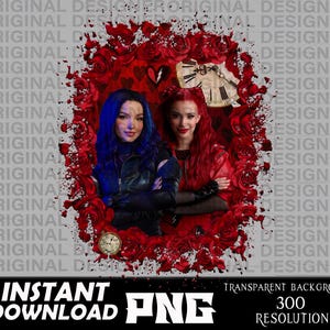 descendants red and mal, descendants red chloe png, rebel heart png, descendants red and mal sublimation, cricut, mal shirts, descendant mal