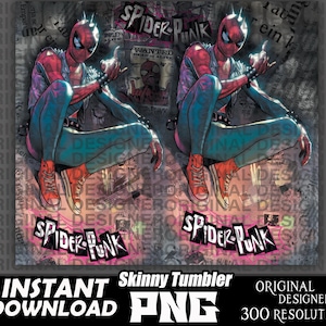 spider punk multiverse, spider punk skinny tumbler design png, spider punk png, cut file, Cricut, spider punk sublimation, punk rock tumbler