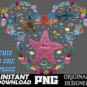 finding Nemo png printable design, finding Nemo shirt download, cut file, finding Nemo sublimation, Cricut, Dory png Squirt Crush gill png