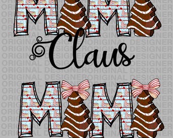 little deb Christmas tree snack cakes png, mama claus png, Xmas tree snack cake sublimation, Cricut, Xmas tree snack cake printable download