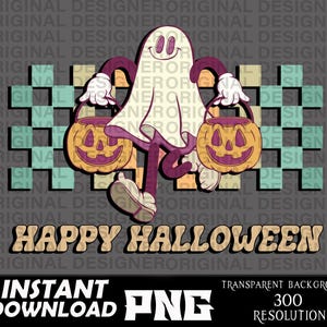 fantasma retrô Halloween png, clipart engraçado de Halloween, arquivos de corte, camisa fofa de Halloween, esqueleto, sublimação de Halloween, cricut, cores confortáveis