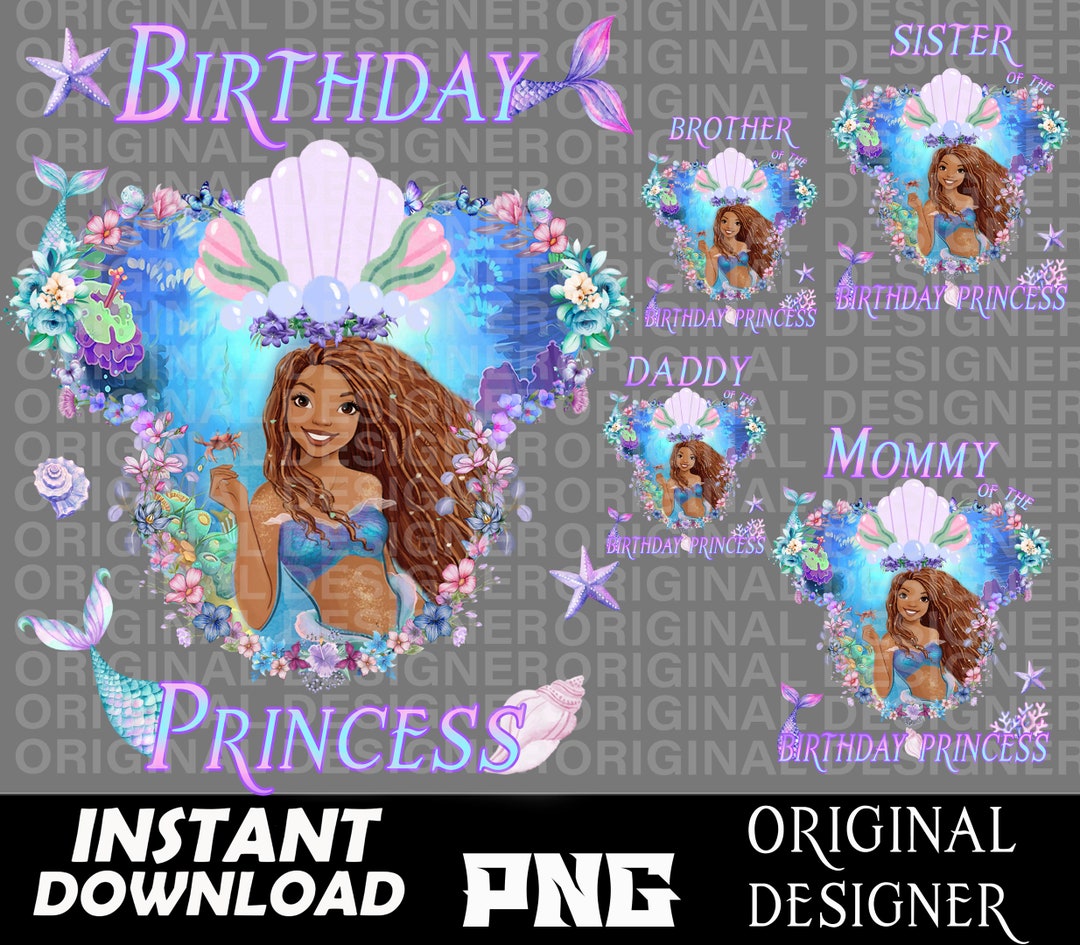 Little Mermaid, Black Mermaid Png, Black Mermaid Birthday, Black Girl ...