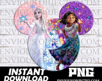 Encanto e Frozen, Encanto png, Elsa, Anna, camisa Encanto, Isabela, arquivo cortado, sublimação, tema aniversário Encanto, topo de bolo, topo de cupcake