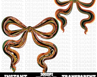 Retro Halloween Brushstroke bow png, vintage Fall bow PNG, Coquette bow Halloween colors png, Spooky Season bow sublimation, Faux Glitter