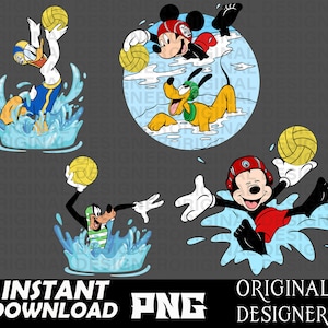 mickey mouse and friends, mickey png, water polo png, pool, waves png, cut file, kid, Cricut, sublimation, summer vibes png, summer shirts