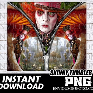 Alice in wonderland mad hatter png, We&#39;re all mad here, mad hatter png, Alice in wonderland Skinny tumbler, mad hatter sublimation, cricut
