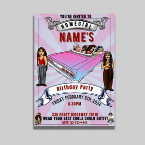 Lil Homies, Homies birthday invitation, Lil Homies Birthday party video, Chicana Birthday, Chicano, cholo, vatos, 90s, Chola Birthday invite