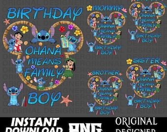 Garçon d'anniversaire lilo stitch, stitch png, lilo png, shirt stitch, png personnalisé, fichier de coupe, sublimation, clipart lilo, anniversaire lilo stitch, Cricut