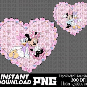 Minnie Mouse y Daisy Duck, mejores amigas del día de San Valentín, png, Minnie y Daisy pastel, Cricut, sublimación de Minnie Daisy, imprimible para el día de San Valentín