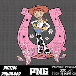 toy story jessie png, różowy pastelowy wzór kowbojki, sublimacja kowbojki, sublimacja toy story jessie, cricut kowbojki, prezenty dla dziewczynek, do druku
