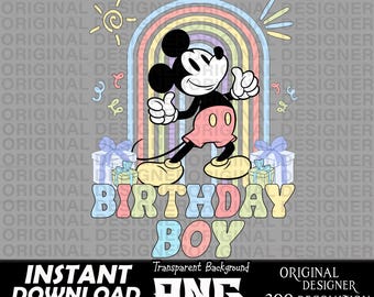 birthday boy mickey mouse printable sublimation png, mickey mouse pastel, cut files, Cricut, birthday boy sublimation, mickey mouse shirt