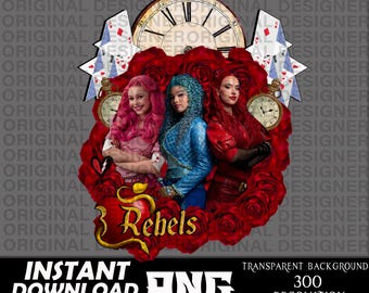 Nachkommen Aufstieg von Rot digitaler Download PNG, Rebel Herz PNG, Nachkommen Aufstieg rote Sublimation, Cricut, Nachkomme rot chloe und Bridget