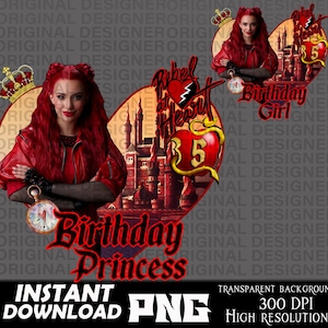 descendants red birthday girl 5th, descendant red png, rebel heart, descendant red birthday sublimation, cricut, birthday girl 5th printable