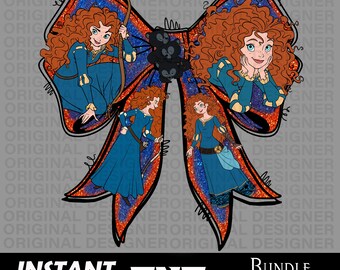 Kokarda księżniczki Meridy png, Kokarda księżniczki Coquette Png, Merida png, sublimacja dzielnej Meridy, clipart Meridy, kokarda Cricut png, pobieranie cyfrowe