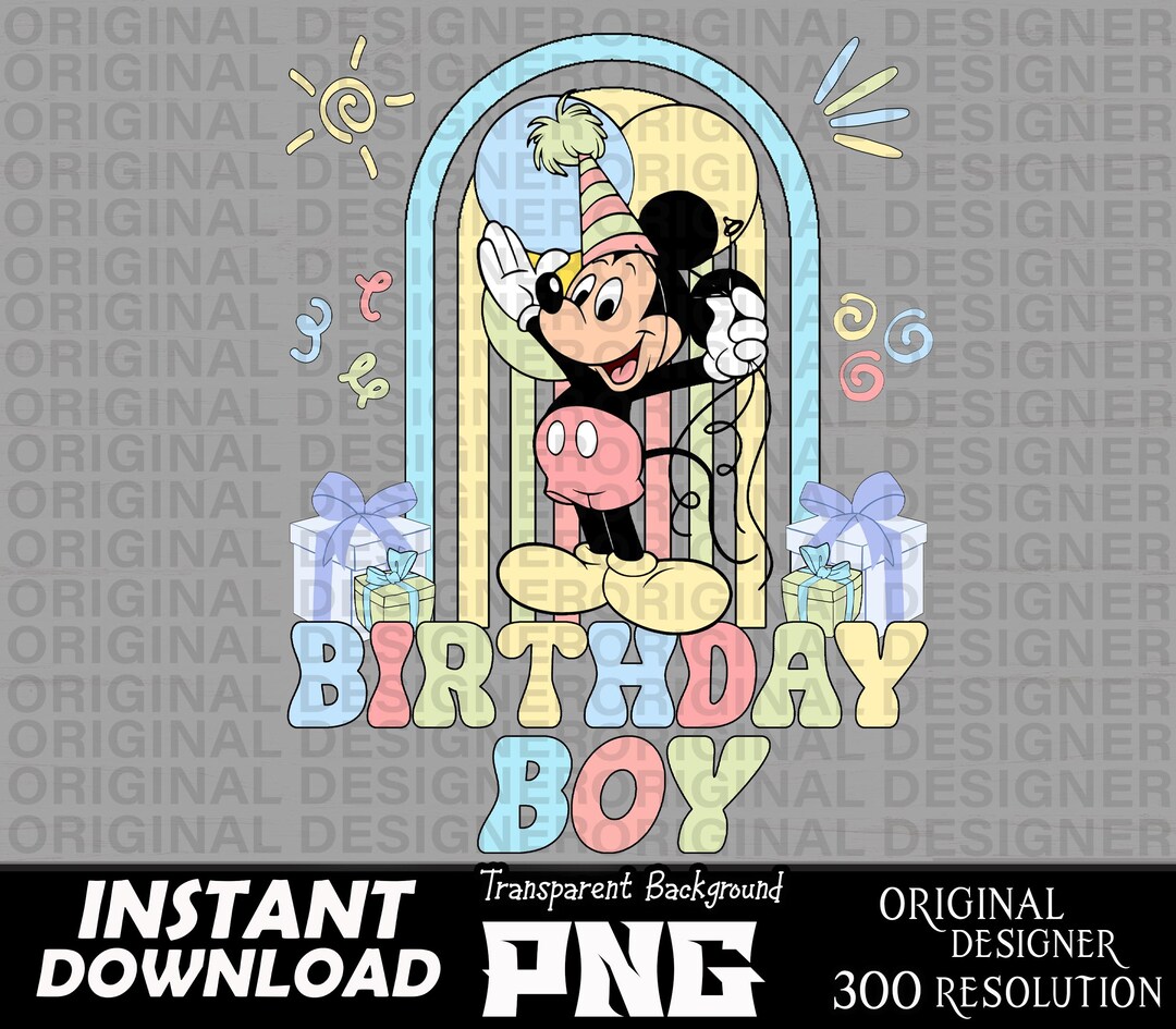 Birthday Boy Mickey Mouse Printable Sublimation Png, Mickey Mouse ...