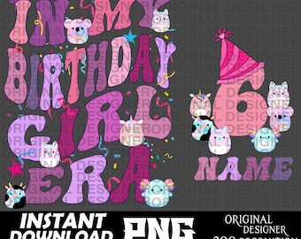In meinem Geburtstag Mädchen Ära png, squishy Geburtstagskind Shirt, Regenbogen niedlichen Geburtstag, personalisierte Geburtstags-Downloads, Marshmallows Party, Pastell