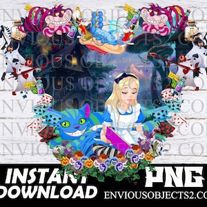 Alice in wonderland, Alice in wonderland png, Queen of hearts png, mad hatter png, Alice in wonderland shirts, sublimation, cricut, cut file