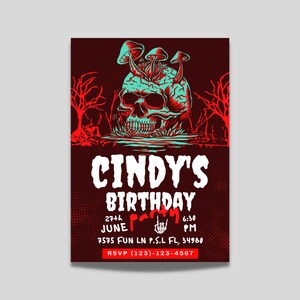Goth Birthday invitation, Halloween invitation, Gothic invitation, Custom party invitation, skulls, dark, personalized birthday invitation