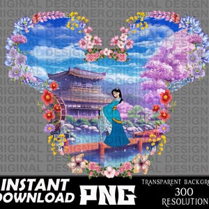 mulan png, mulan shirt, mulan birthday, mulan Cricut, Princess mulan shirts, cut file, mulan sublimation png, cherry blossom flowers png